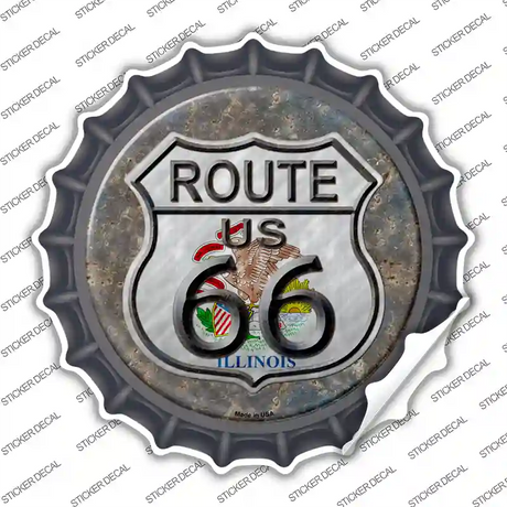 Illinois Route 66 Novelty Bottle Cap Sticker Decal