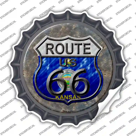 Kansas Route 66 Novelty Bottle Cap Sticker Decal