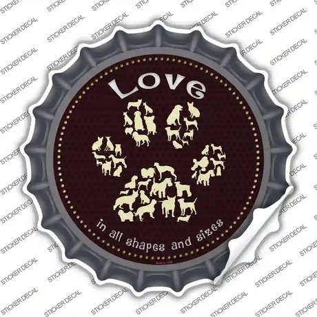 Love In All Shapes Novelty Bottle Cap Sticker Decal