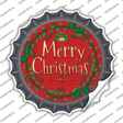 Merry Christmas Red Wreath Novelty Bottle Cap Sticker Decal