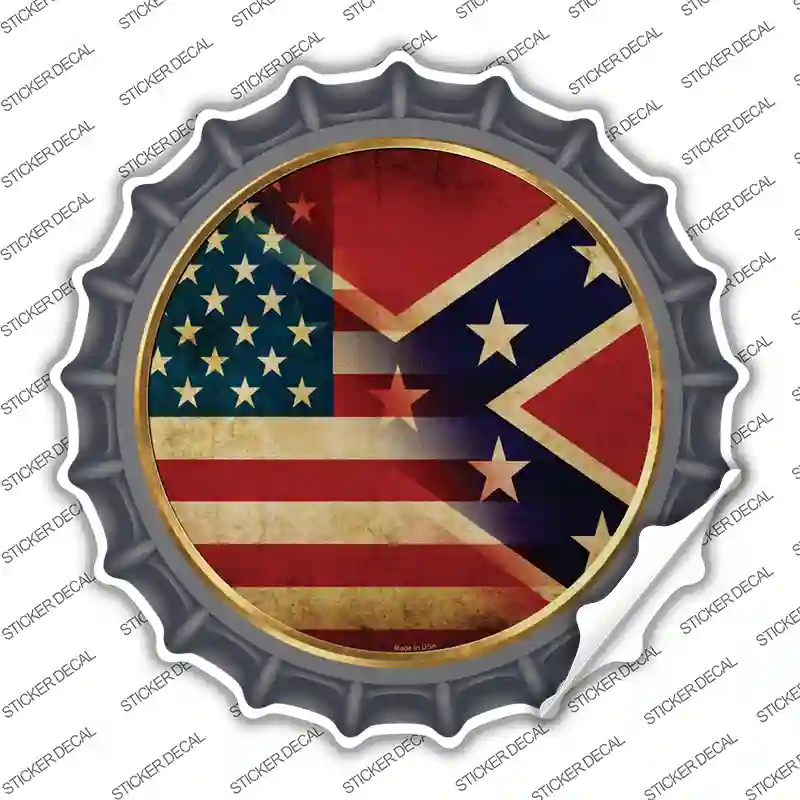 American Confederate Flag Novelty Bottle Cap Sticker Decal