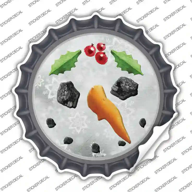 Snowman Face Novelty Bottle Cap Sticker Decal