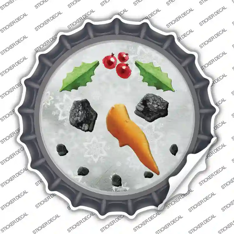 Snowman Face Novelty Bottle Cap Sticker Decal