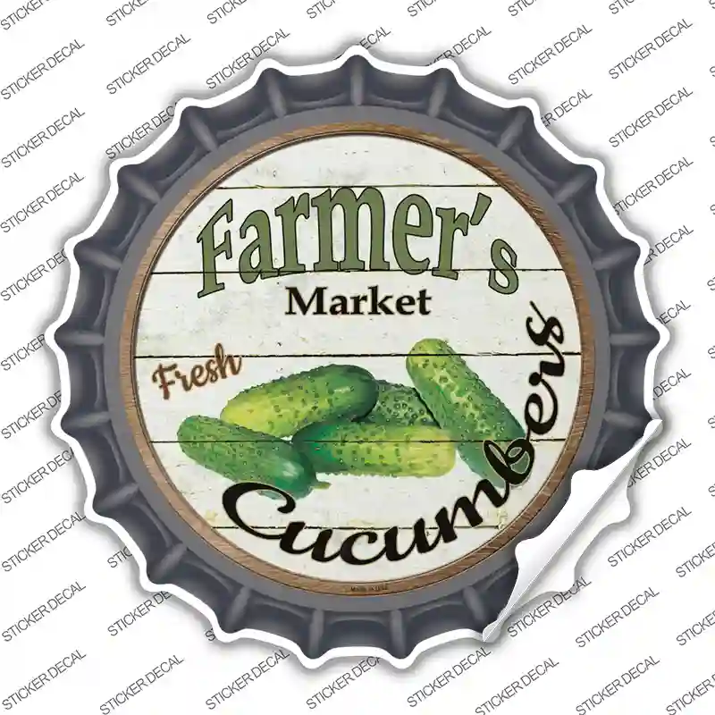 Farmers Market Cucumber Novelty Bottle Cap Sticker Decal