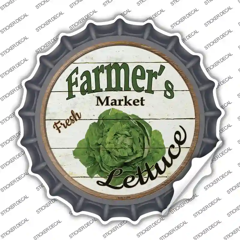 Farmers Market Lettuce Novelty Bottle Cap Sticker Decal