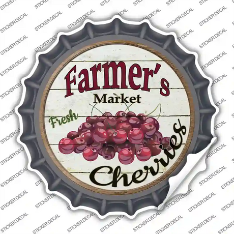 Farmers Market Cherries Novelty Bottle Cap Sticker Decal