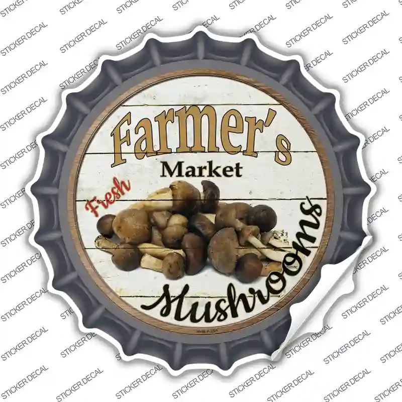 Farmers Market Mushrooms Novelty Bottle Cap Sticker Decal