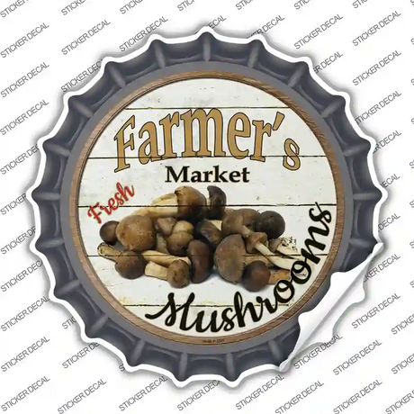 Farmers Market Mushrooms Novelty Bottle Cap Sticker Decal