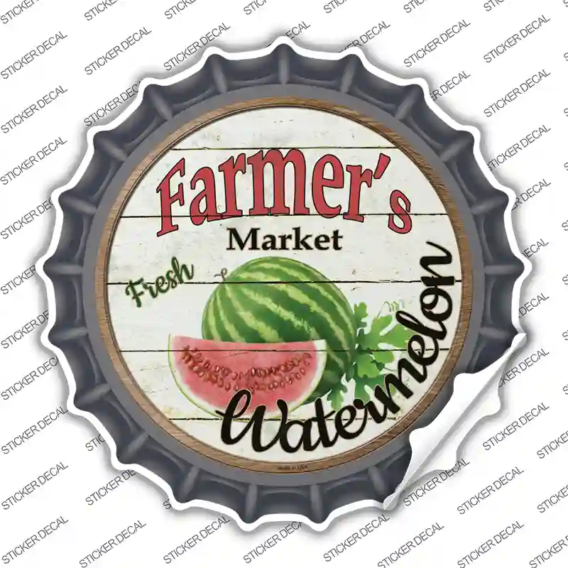 Farmers Market Watermelon Novelty Bottle Cap Sticker Decal
