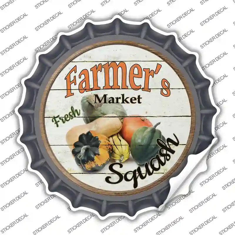 Farmers Market Squash Novelty Bottle Cap Sticker Decal