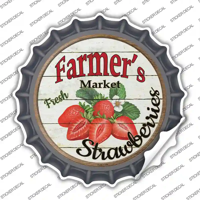 Farmers Market Strawberries Novelty Bottle Cap Sticker Decal
