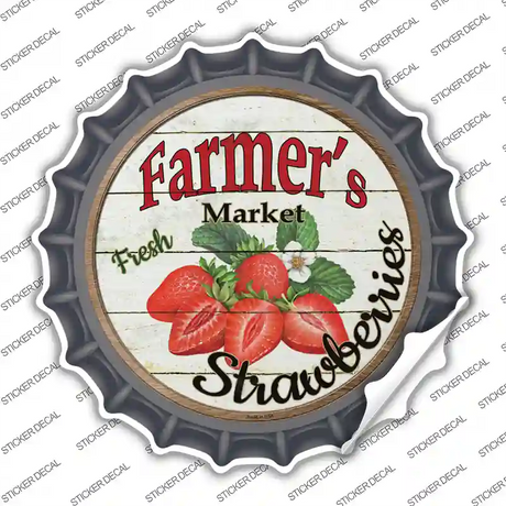Farmers Market Strawberries Novelty Bottle Cap Sticker Decal