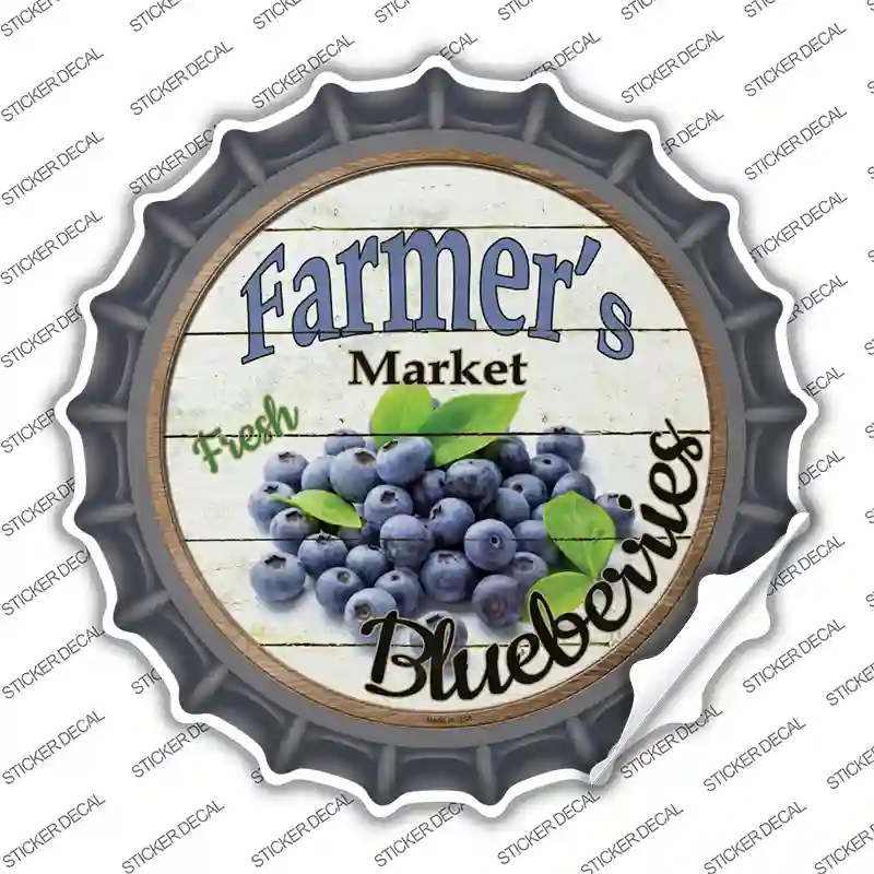 Farmers Market Blueberries Novelty Bottle Cap Sticker Decal