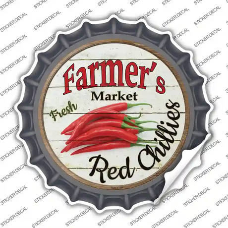 Farmers Market Red Chillies Novelty Bottle Cap Sticker Decal