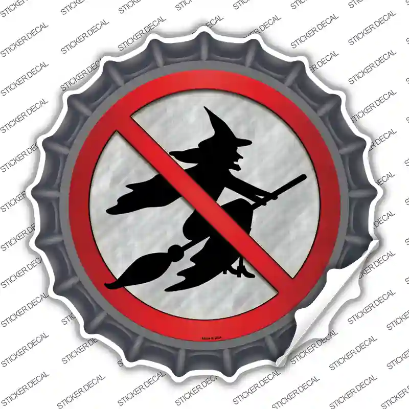 No Witches Novelty Bottle Cap Sticker Decal