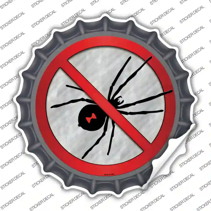 No Spiders Novelty Bottle Cap Sticker Decal