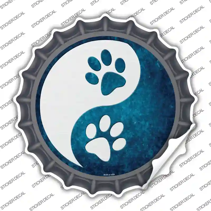 Yin And Yang With Paws Novelty Bottle Cap Sticker Decal
