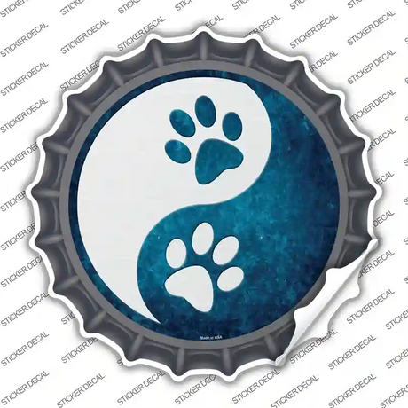 Yin And Yang With Paws Novelty Bottle Cap Sticker Decal