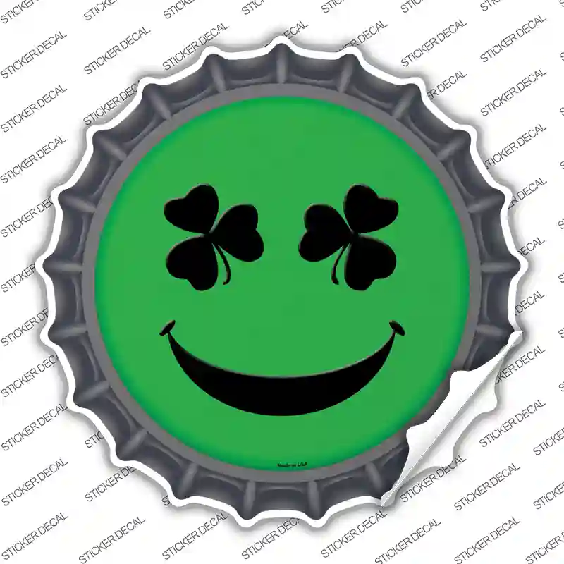 Shamrock Smiling Face Novelty Bottle Cap Sticker Decal