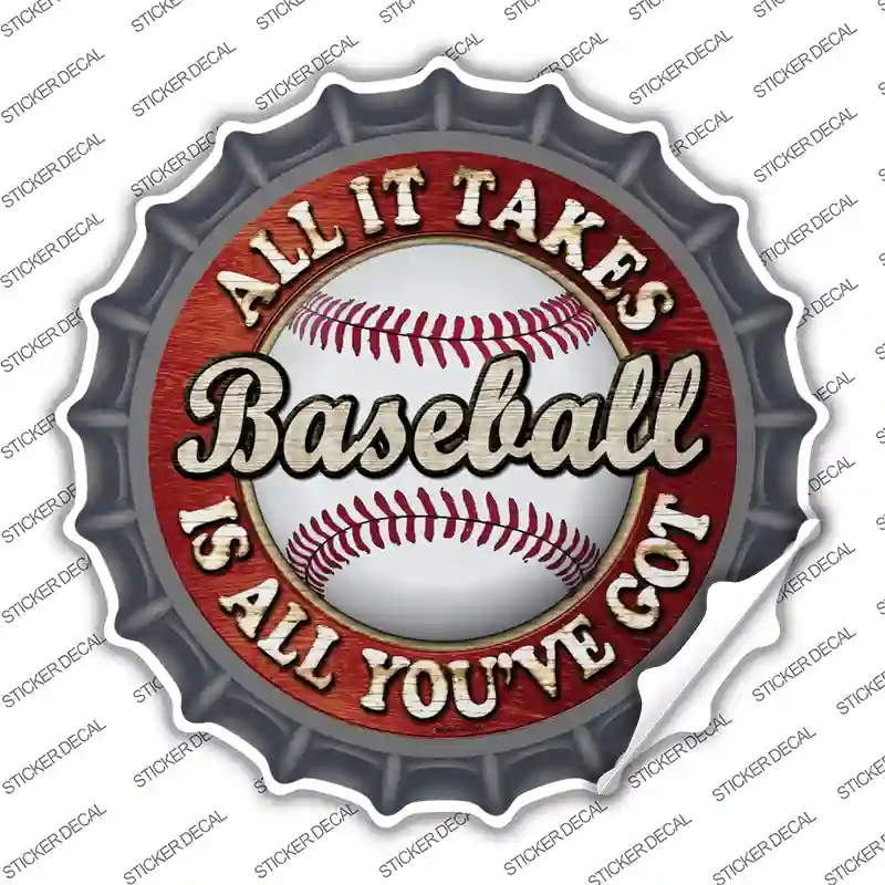 Baseball Novelty Bottle Cap Sticker Decal