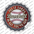 Baseball Novelty Bottle Cap Sticker Decal