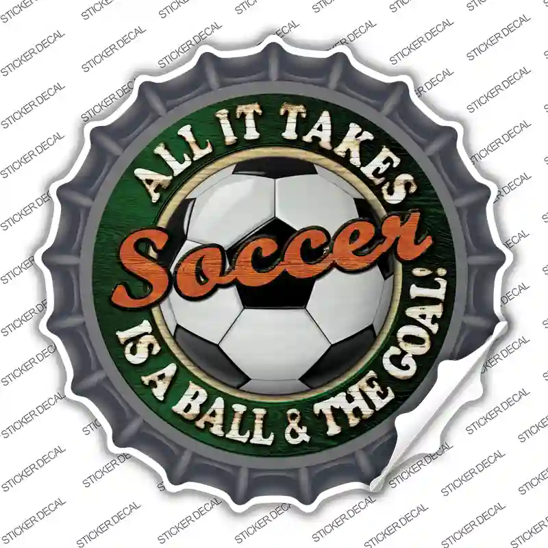 Soccer Novelty Bottle Cap Sticker Decal