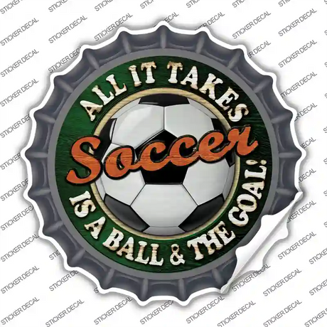 Soccer Novelty Bottle Cap Sticker Decal