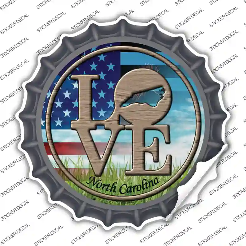 Love North Carolina Novelty Bottle Cap Sticker Decal