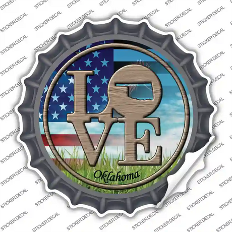 Love Oklahoma Novelty Bottle Cap Sticker Decal