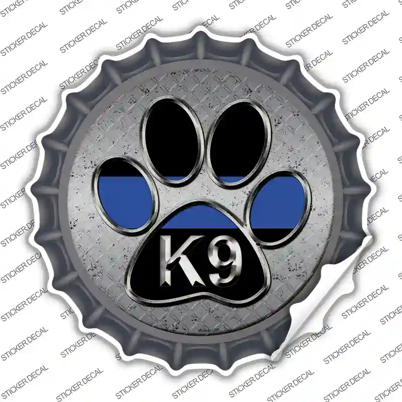 Paw Thin Blue Line K-9 Novelty Bottle Cap Sticker Decal