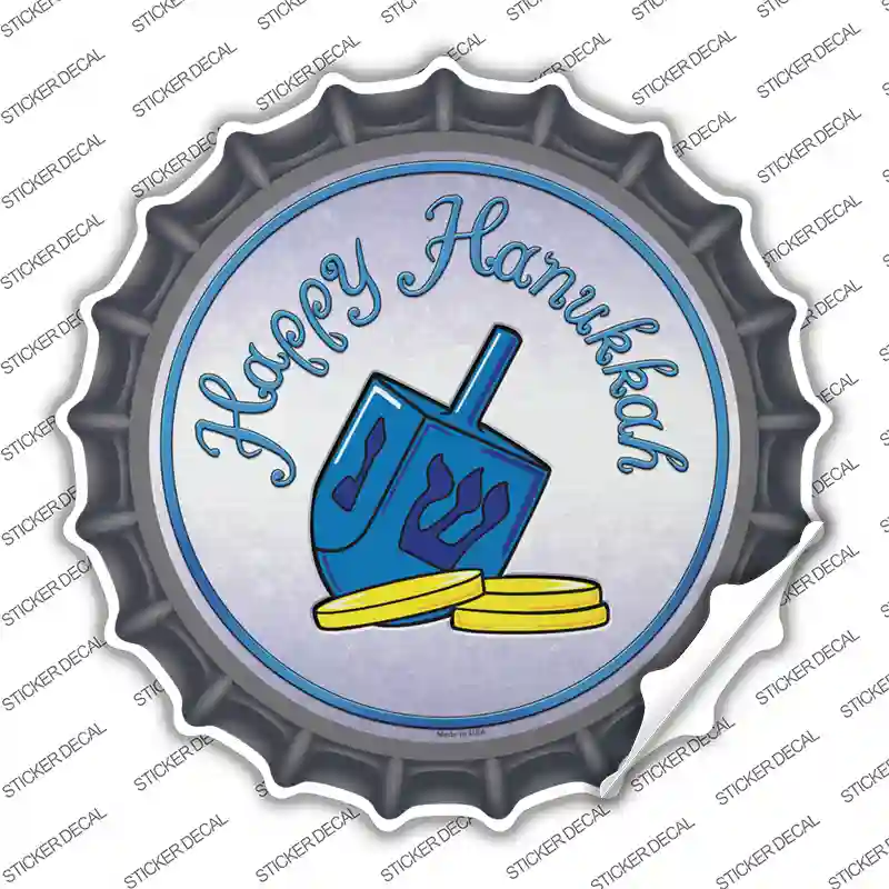 Happy Hanukkah Dreidel Novelty Bottle Cap Sticker Decal