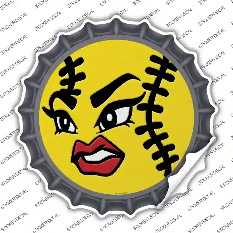 Angry Softball Novelty Bottle Cap Sticker Decal