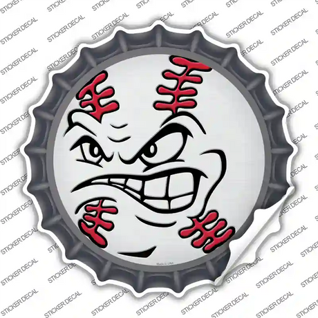 Angry Baseball Novelty Bottle Cap Sticker Decal