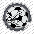 Angry Soccer Ball Novelty Bottle Cap Sticker Decal