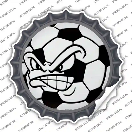 Angry Soccer Ball Novelty Bottle Cap Sticker Decal