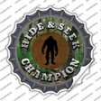 Hide and Seek Champion Bigfoot Novelty Bottle Cap Sticker Decal