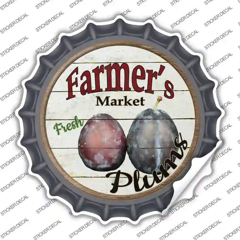 Farmers Market Plum Novelty Bottle Cap Sticker Decal