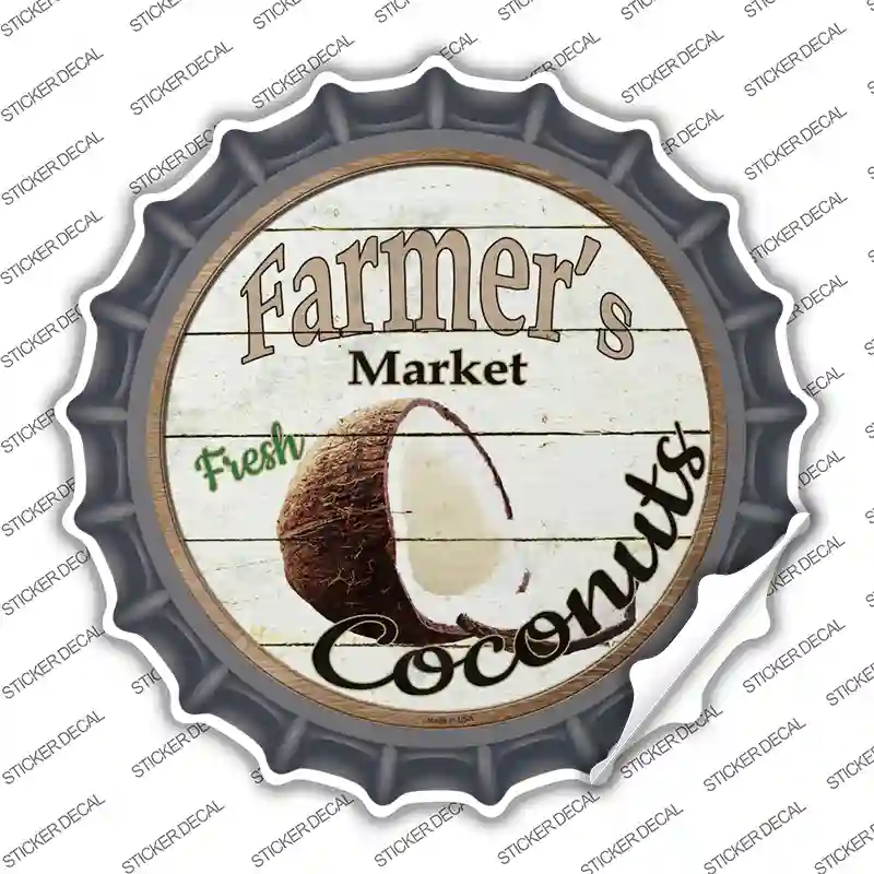 Farmers Market Coconut Novelty Bottle Cap Sticker Decal