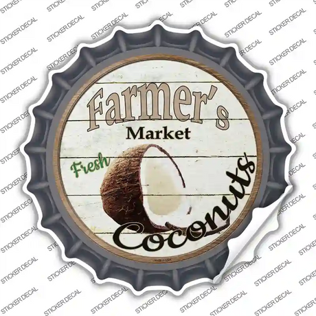 Farmers Market Coconut Novelty Bottle Cap Sticker Decal