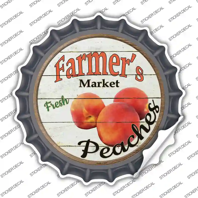 Farmers Market Peaches Novelty Bottle Cap Sticker Decal