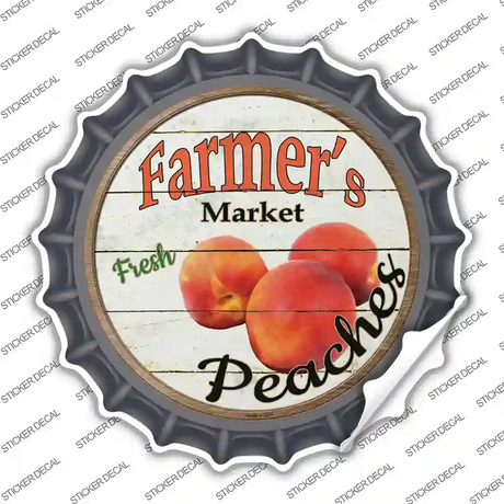Farmers Market Peaches Novelty Bottle Cap Sticker Decal