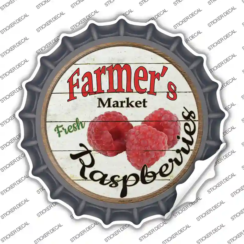 Farmers Market Raspberries Novelty Bottle Cap Sticker Decal