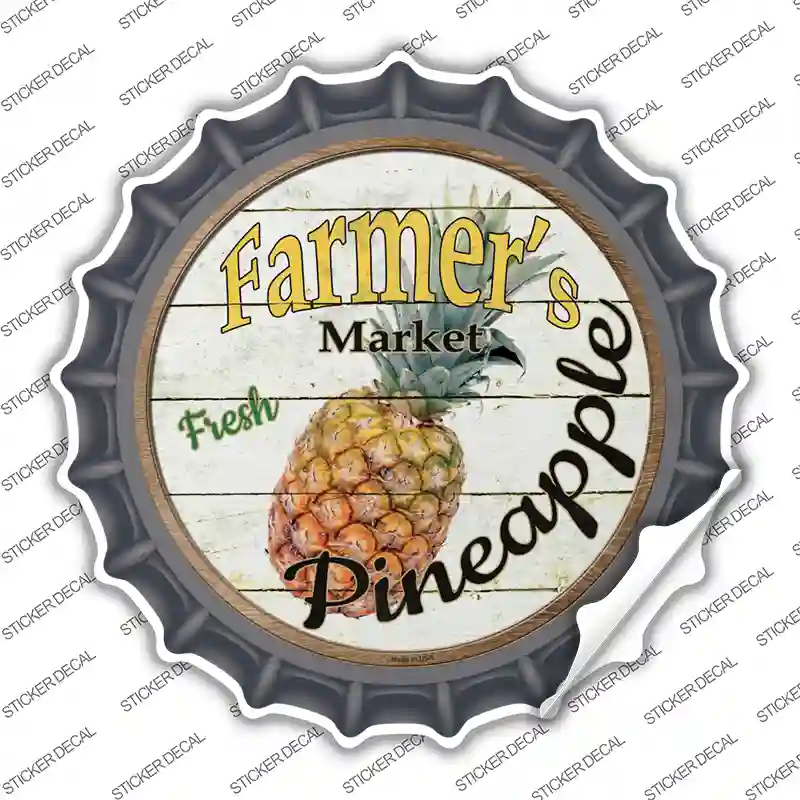 Farmers Market Pineapple Novelty Bottle Cap Sticker Decal