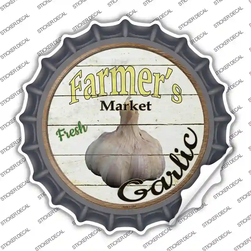 Farmers Market Garlic Novelty Bottle Cap Sticker Decal