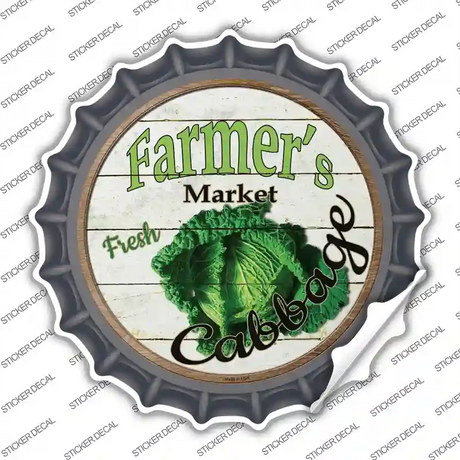 Farmers Market Cabbage Novelty Bottle Cap Sticker Decal