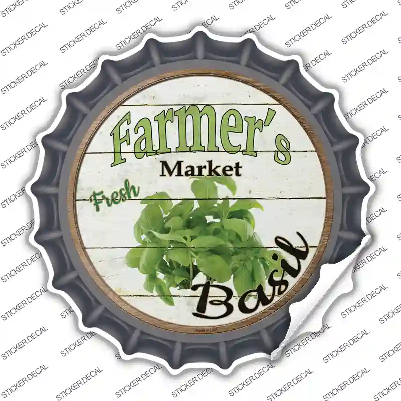 Farmers Market Basil Novelty Bottle Cap Sticker Decal