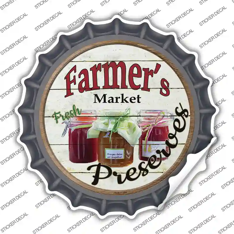 Farmers Market Preserves Novelty Bottle Cap Sticker Decal
