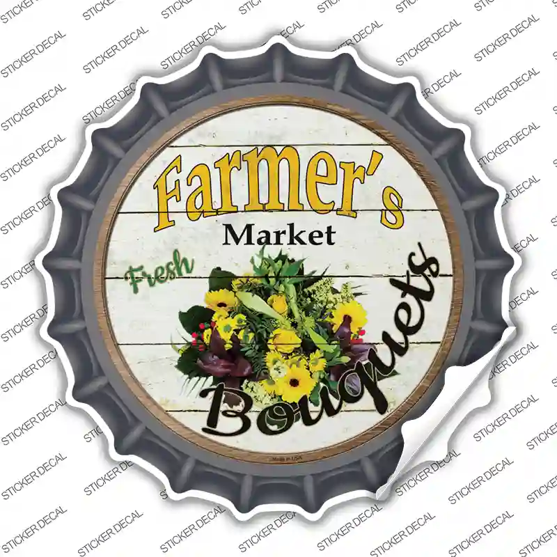 Farmers Market Bouquets Novelty Bottle Cap Sticker Decal