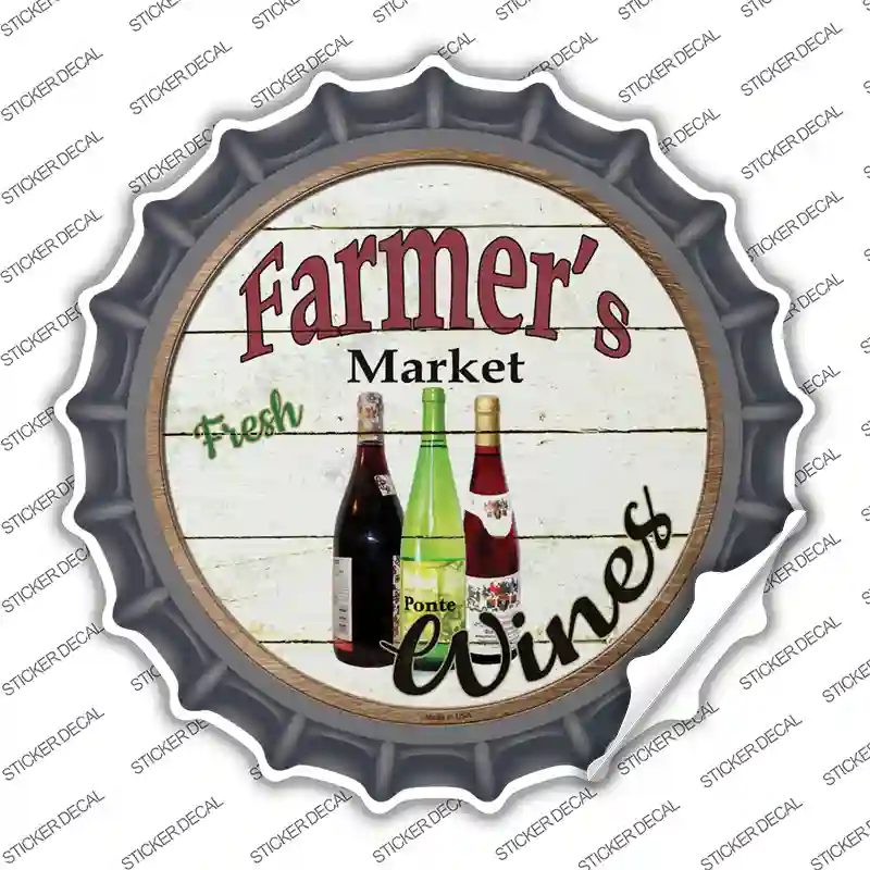 Farmers Market Wines Novelty Bottle Cap Sticker Decal