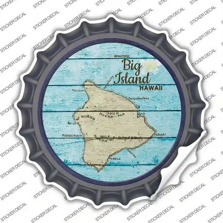 Big Island Hawaii Map Novelty Bottle Cap Sticker Decal